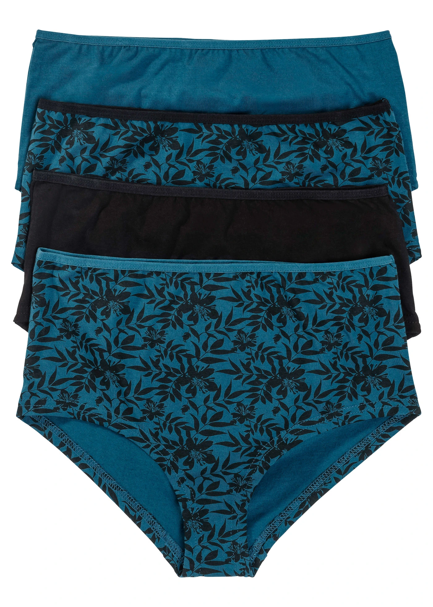 Maxi hipster met biologisch katoen (set van 4) • zwart+petrol met print • bonprix online shop