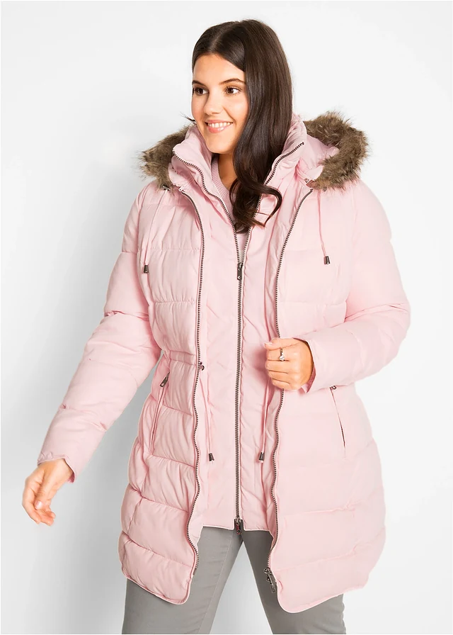 Veste matelassée à capuche, doublée, Couleur: rose dragée