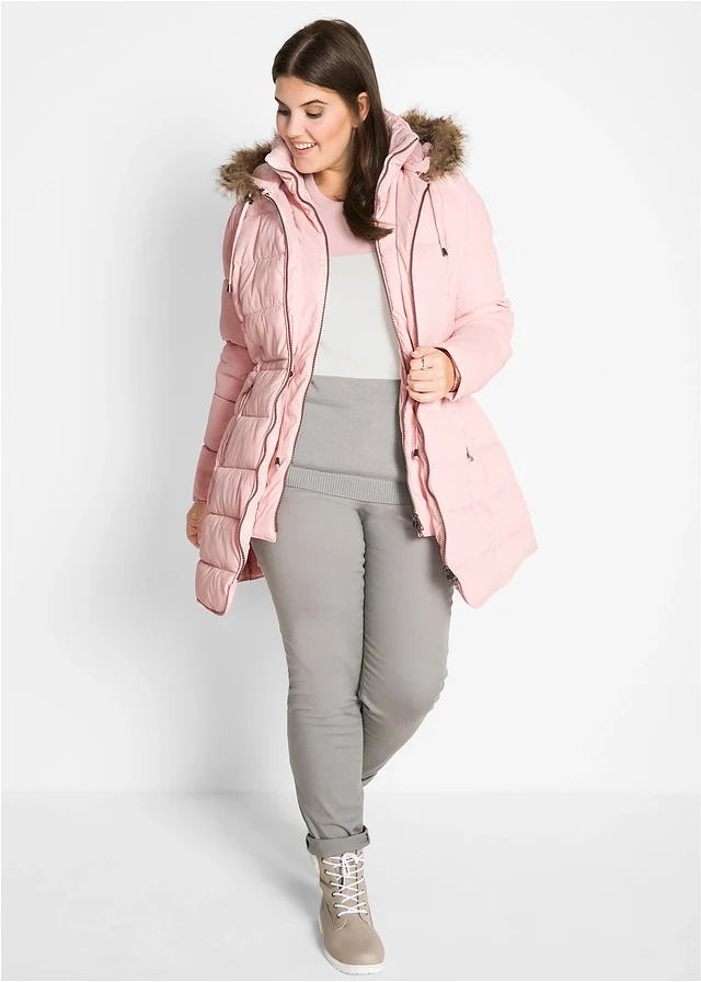 Veste matelassée à capuche, doublée, Couleur: rose dragée