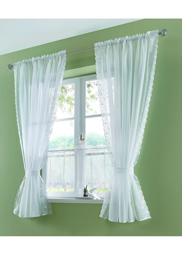Transparant gordijn met borduursel en embrasse (1 stuk) • wit • product-page.page-title-suffix