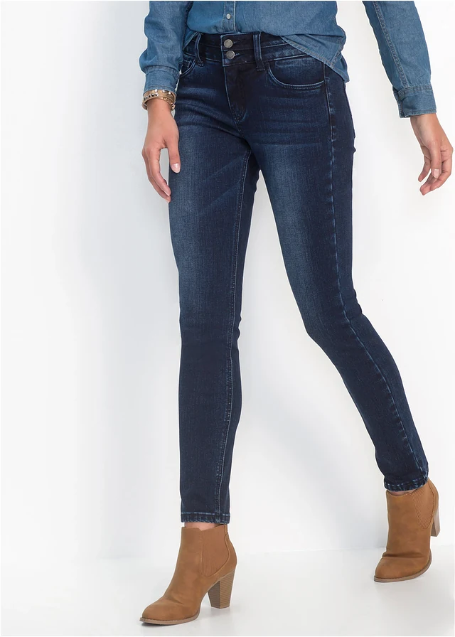 Corrigerende slim fit ultra soft jeans, high waist • donkerblauw used • product-page.page-title-suffix