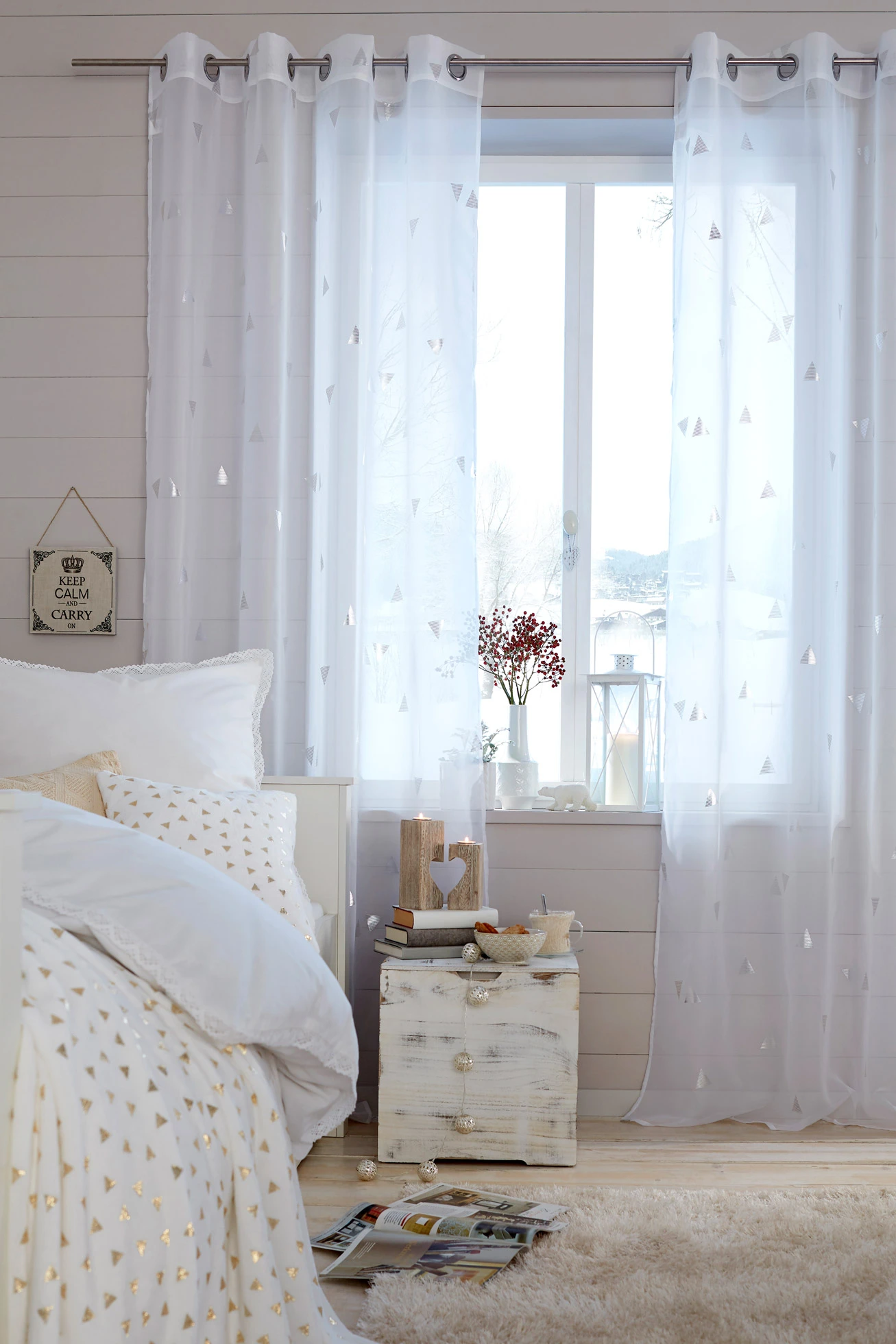 Voilage à imprimé brillant (1 pce) • blanc-argenté • Boutique bonprix