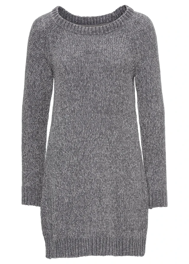 Robe en maille chenille oversize, Couleur: gris