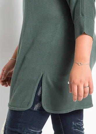 Svetr z jemné pleteniny, s 3/4 rukávem • černá plus size • bonprix obchod