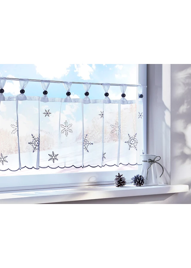 Brise-bise avec broderie hivernale • blanc/argenté • product-page.page-title-suffix