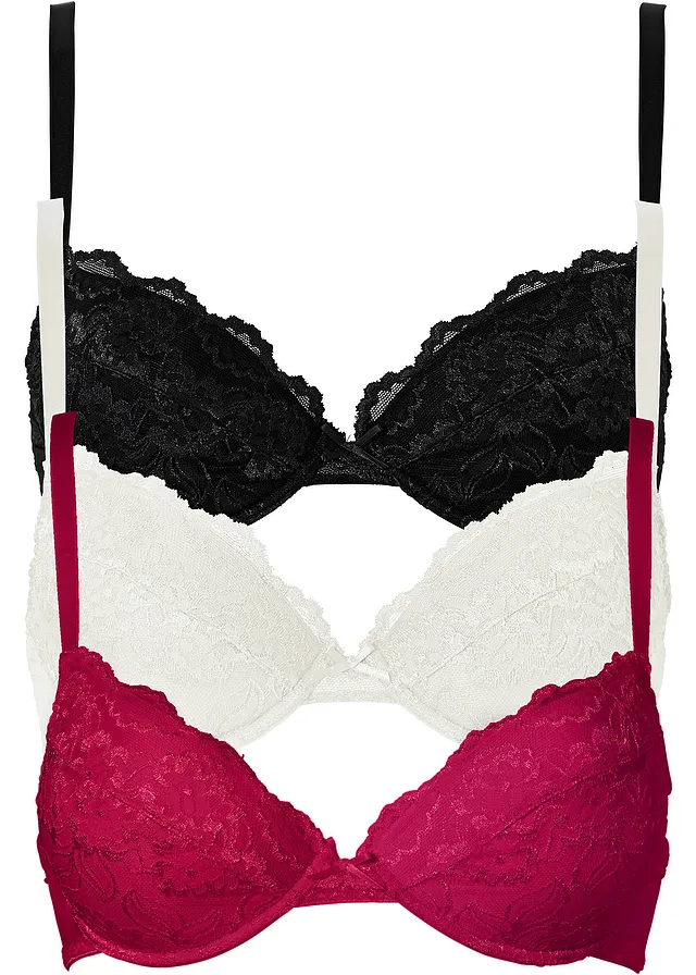 Sutien push-up cu dantelă fină (set/3 buc.)