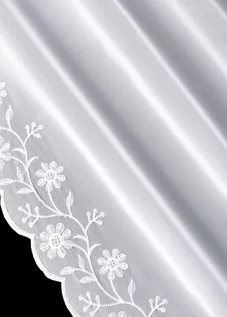 Vyšívaná záclona s dekorační sponou (1 ks), barva: bílá