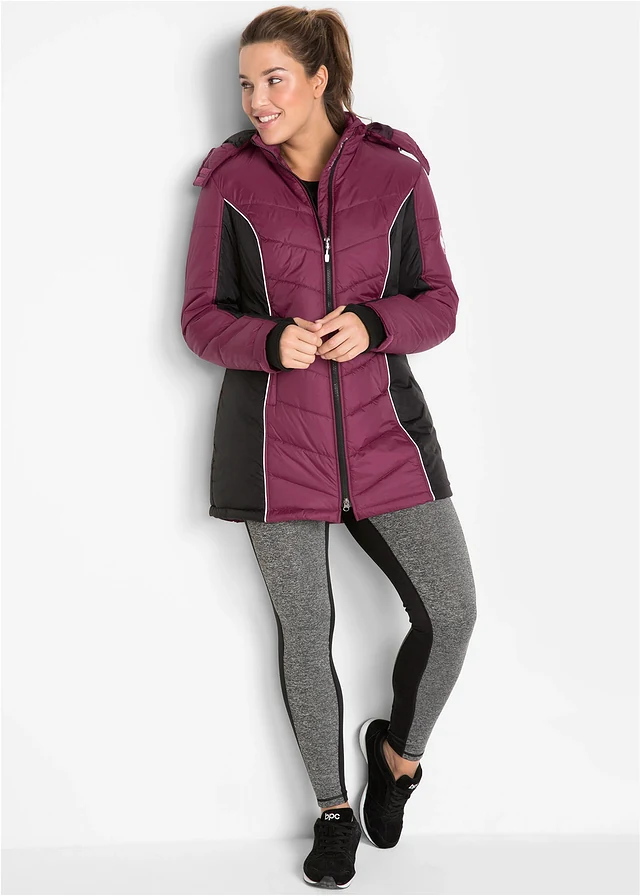 Manteau de ski matelassé technique, imperméable, Couleur: prune