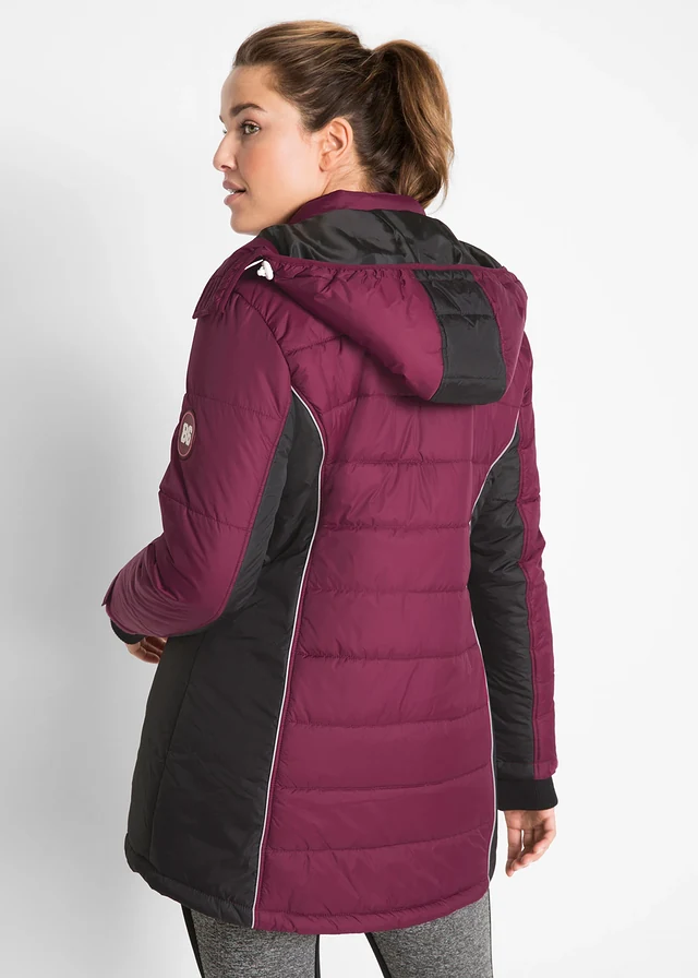 Manteau de ski matelassé technique, imperméable, Couleur: prune