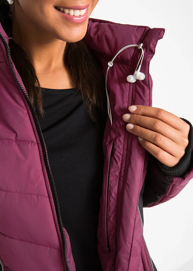 Lange, gewatteerde outdoor jas, waterafstotend • bessen • product-page.page-title-suffix