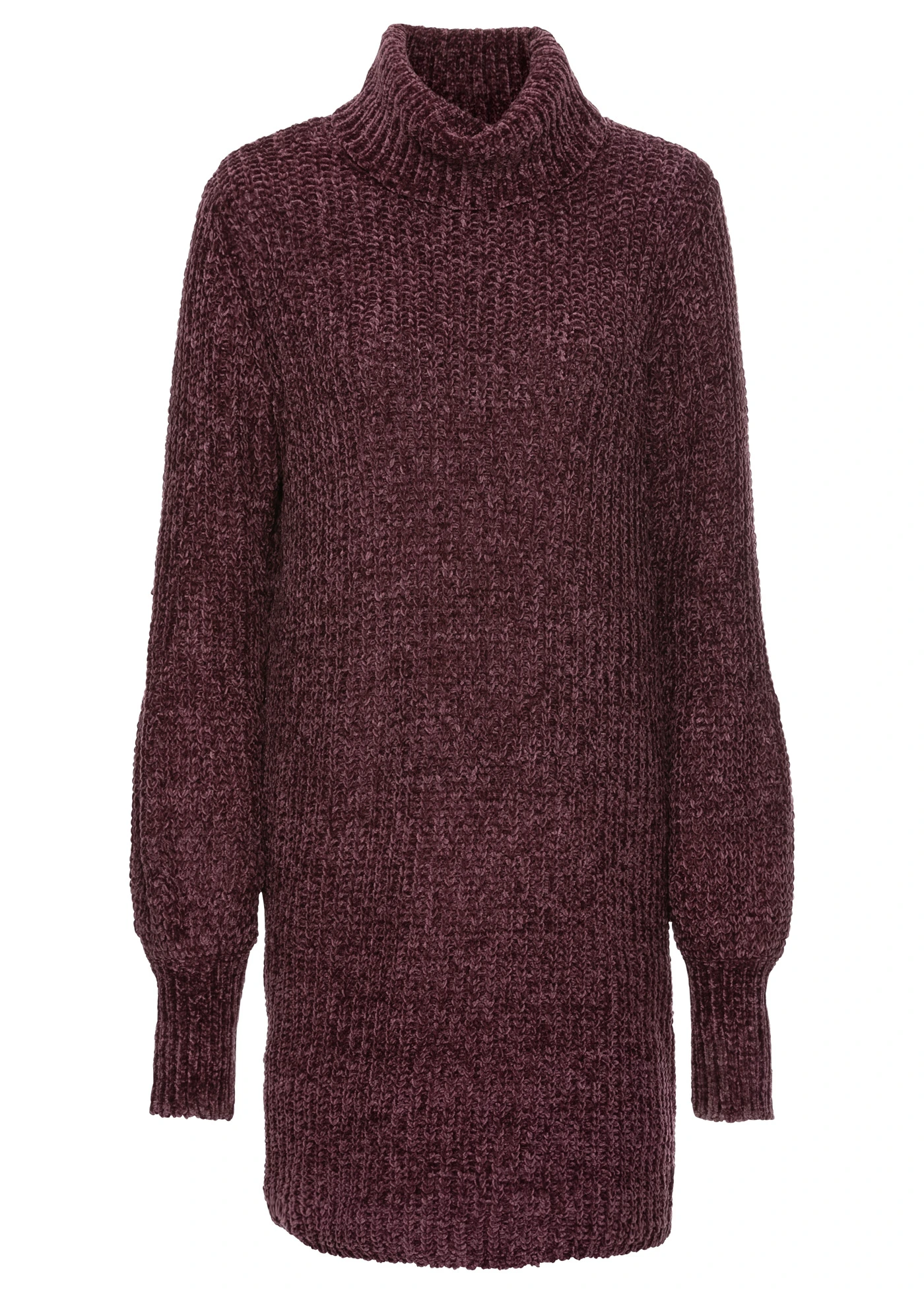 Gebreide chenille jurk van gerecycled polyester • aubergine • bonprix online shop
