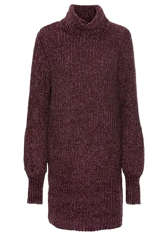 Gebreide chenille jurk van gerecycled polyester • aubergine • bonprix online shop