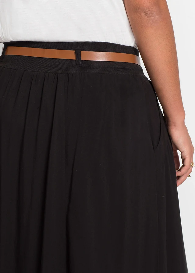 Jupe longue avec ceinture (ens. 2 pces), Couleur: noir