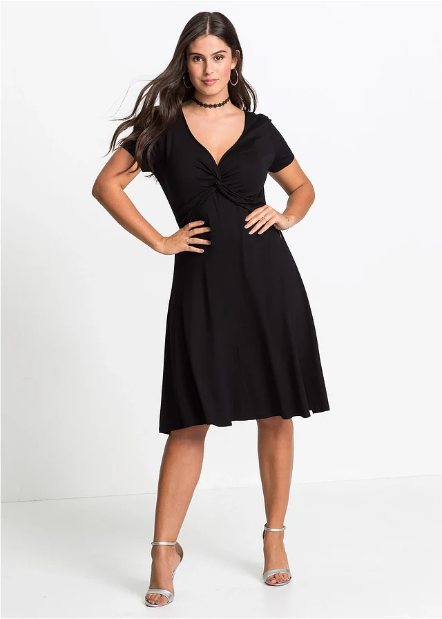 Robe en jersey viscose, Couleur: noir