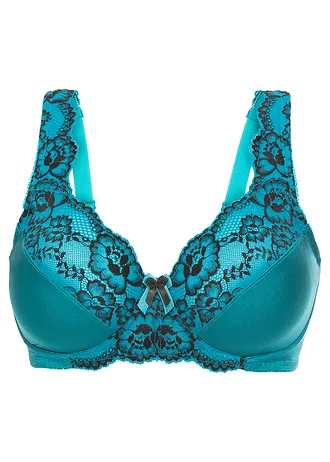 Minimizer bh met beugels en kant, Kleur: petrolgroen-zwart
