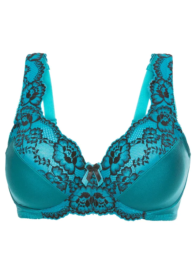 Zmenšovací podprsenka s kosticemi • petrolejově zeleno-černá • bonprix obchod