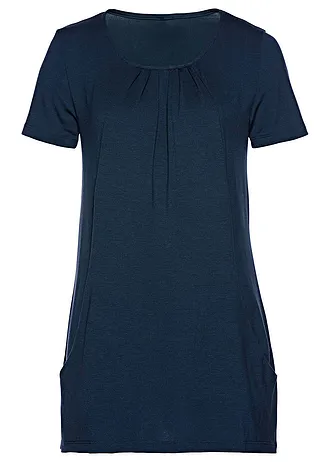 Longshirt met viscose, Kleur: donkerblauw