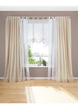 Vyšívaná zálona na zavazování s recyklovaným polyesterem (1 ks) • bílo-písková • bonprix obchod