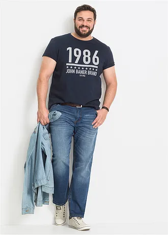 Classic fit stretch jeans, straight, Kleur: blauw denim