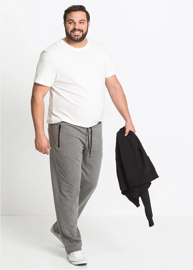 Joggingbroek met ritszakken, Kleur: grijs gemêleerd
