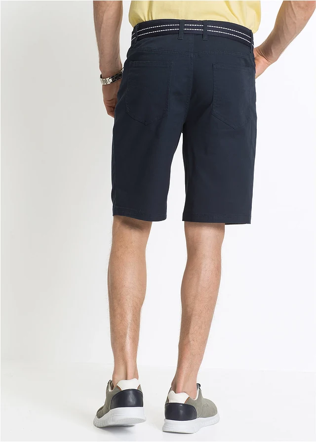Classic fit stretch bermuda, Kleur: donkerblauw
