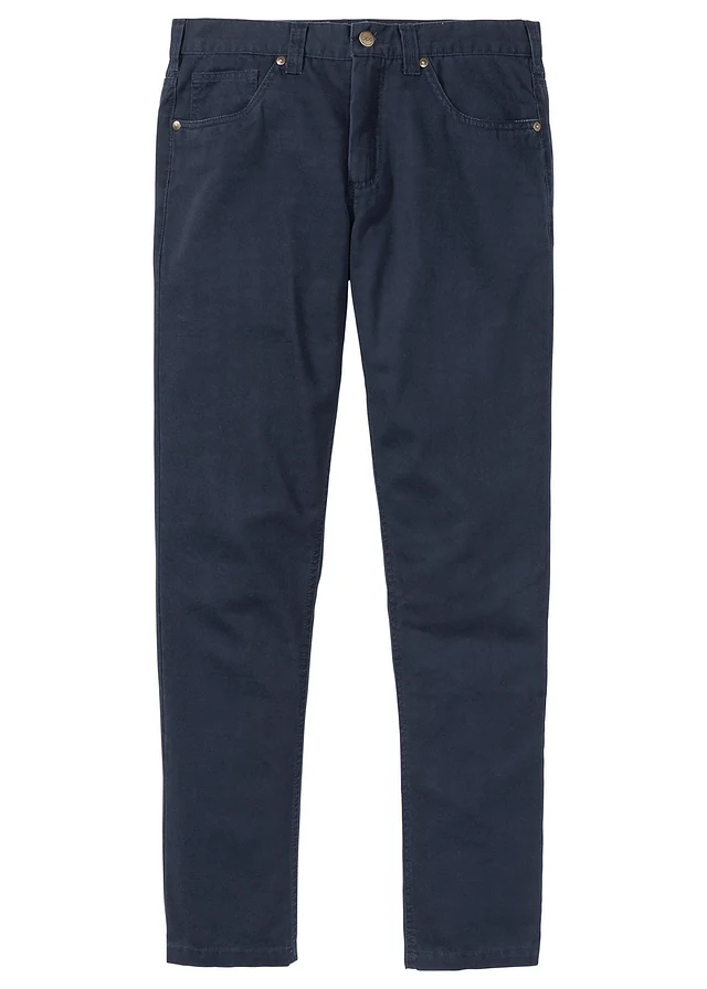 Spodnie regular fit z bawełnianego diagonalu, straight