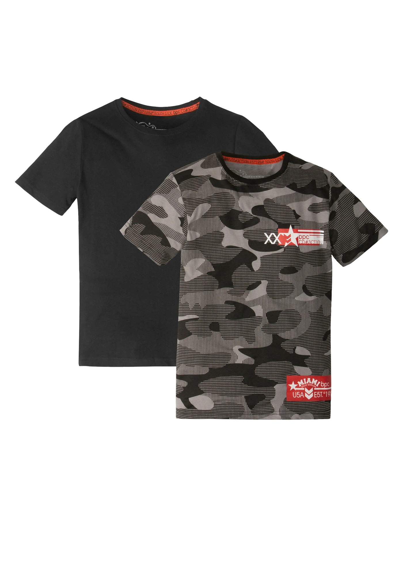 Tričko z organické bavlny (2 ks v balení) • bílo-šedá se vzorem + černá • bonprix obchod