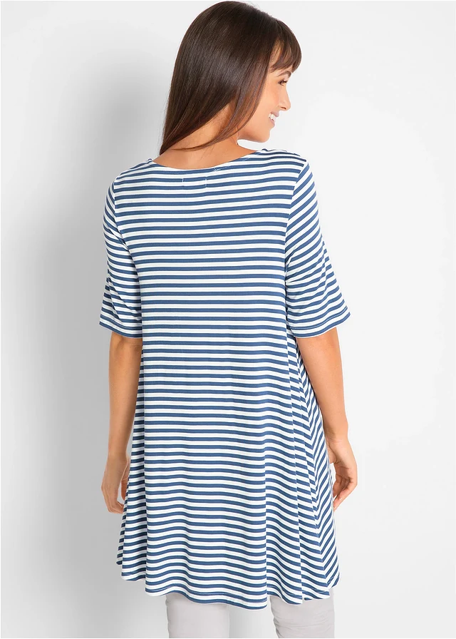 Shirt tuniek in een viscosemix • indigo - wolwit gestreept • product-page.page-title-suffix