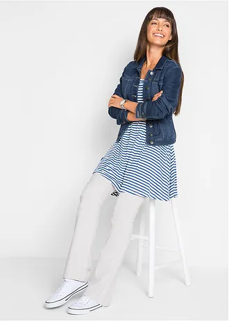 Bluză tip tunică din material cu viscoză • indigo/ecru dungat • magazin bonprix