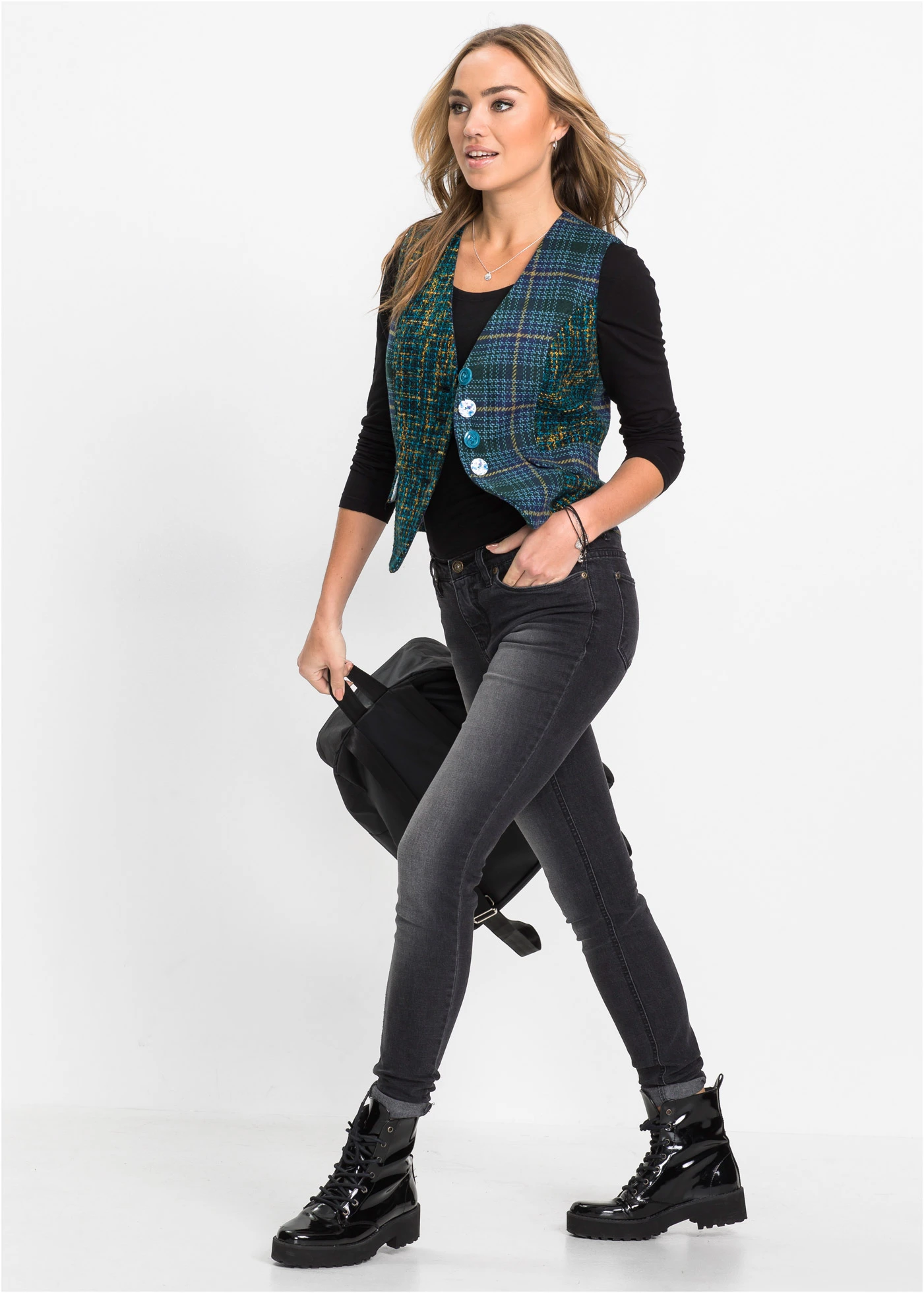 Triko s dlouhým rukávem, z čisté bavlny • černá • bonprix obchod