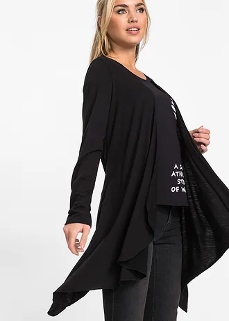 Úpletový kabátek z jemné směsi s viskózou • černá • bonprix obchod