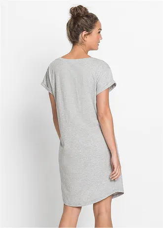 Krátká noční košile, barva: světle šedý melír s potiskem