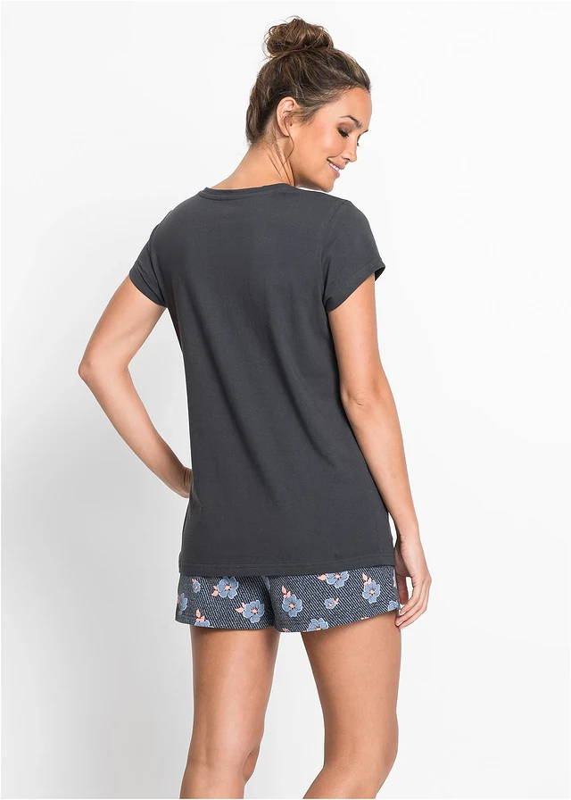 Pyjashort 100% coton, Couleur: bleu nuit
