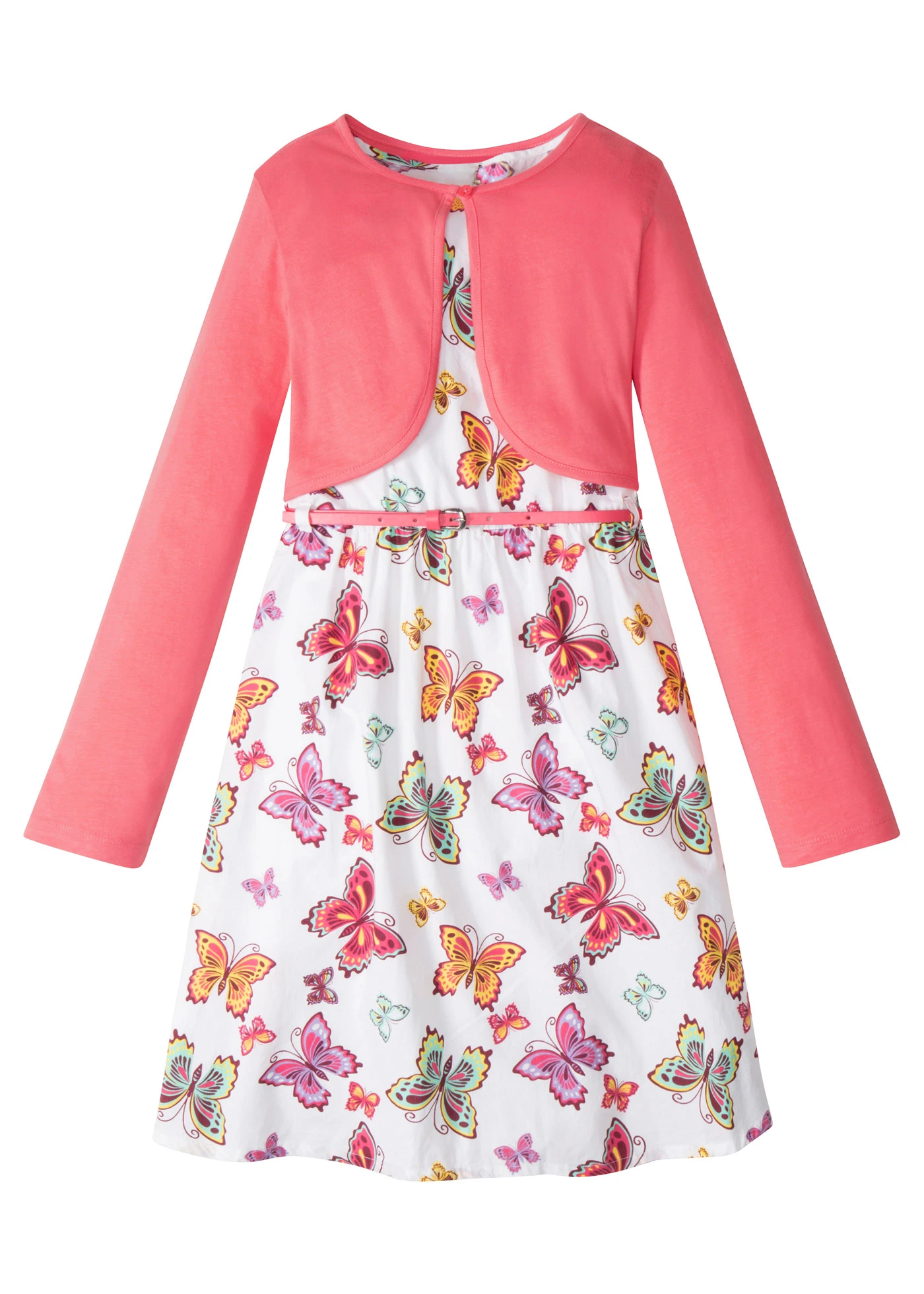 Šaty + pásek + bolerko (3dílná souprava) • bílo-světle pink • bonprix obchod