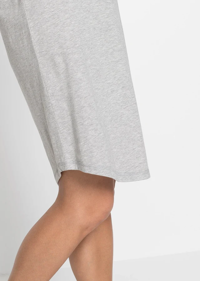 Chemise de nuit courte, Couleur: gris clair chiné imprimé