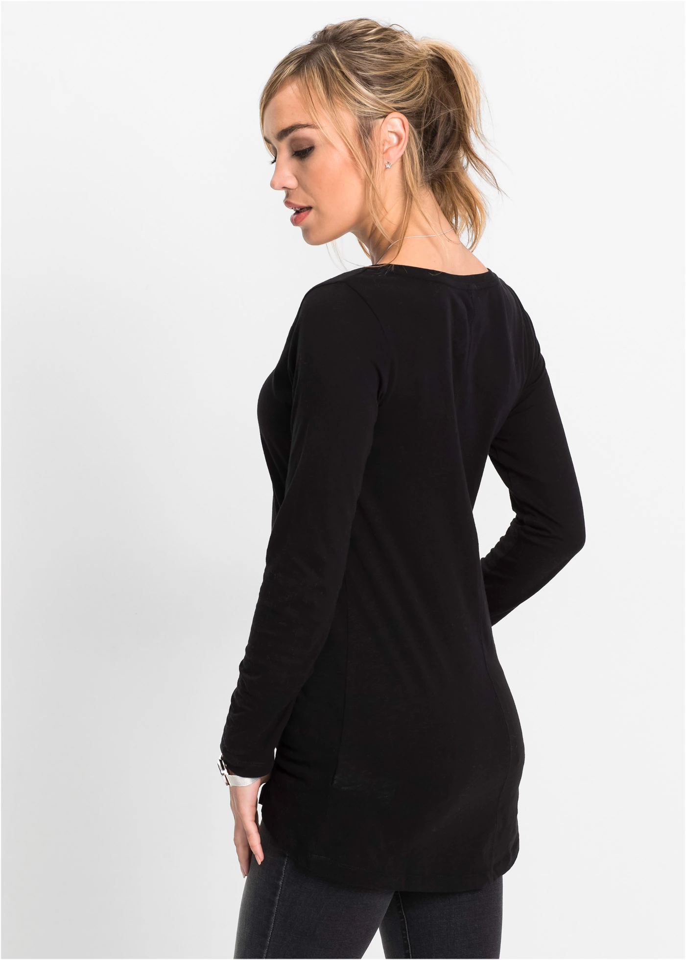 Longsleeve van puur katoen • zwart • bonprix online shop