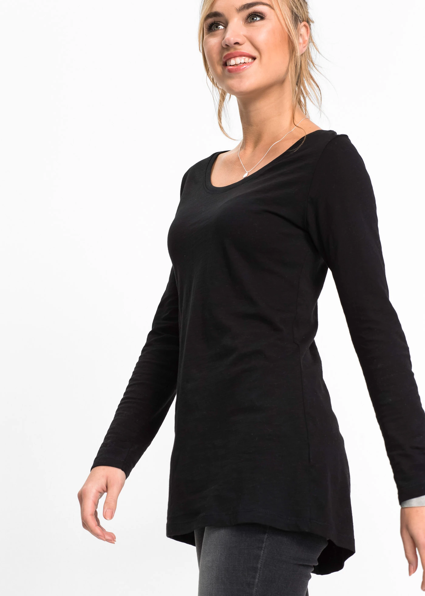 Longsleeve van puur katoen • zwart • bonprix online shop