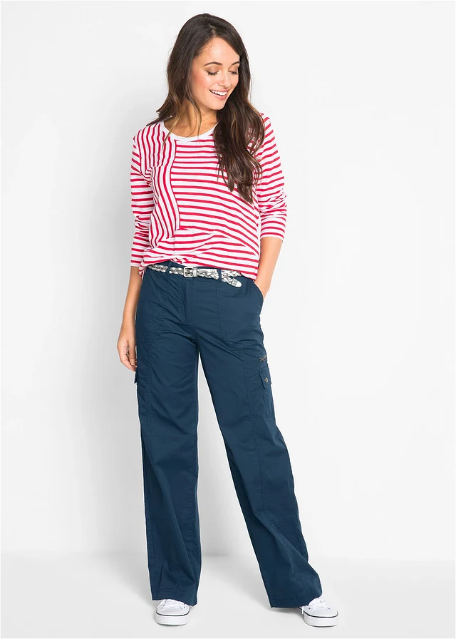 Jean cargo en coton, taille mi-haute • bleu foncé • product-page.page-title-suffix