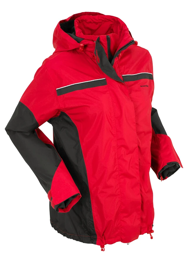 Veste imperméable technique, Couleur: rouge / noir