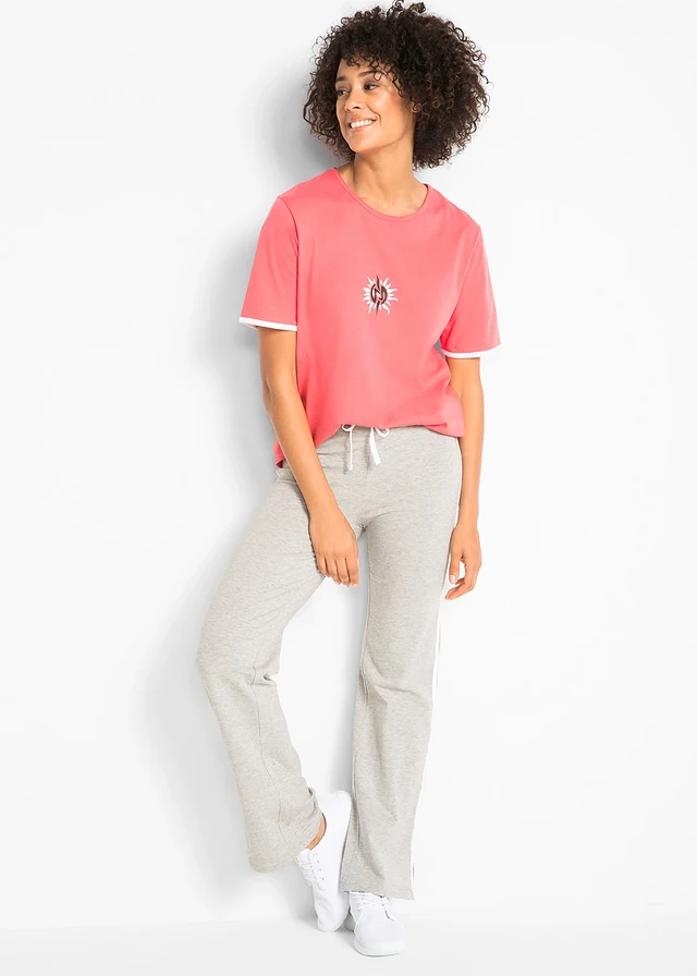 Lot de 2 pantalons en jersey coton extensible • noir + gris clair chiné • product-page.page-title-suffix