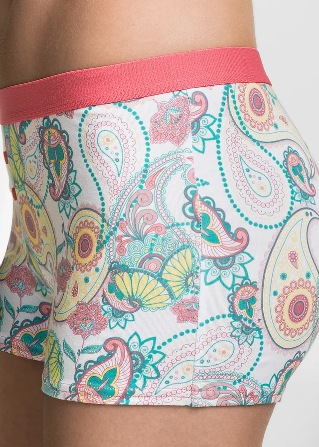 Dames boxer (set van 4), Kleur: wit gedessineerd+pink+groen