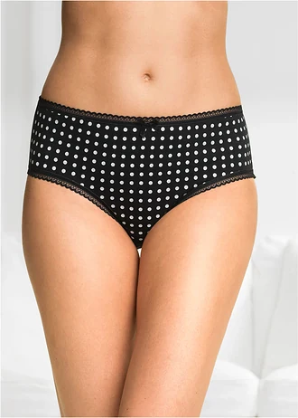 Chilot maxi cu bumbac organic moale (set/4 buc.) • negru/alb • magazin bonprix