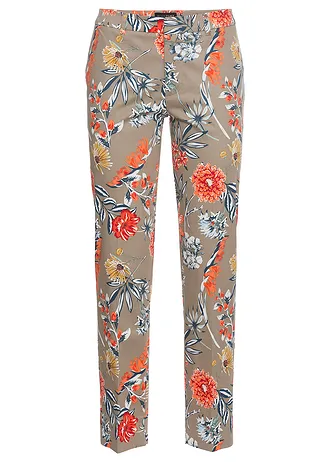 Pantalon 7/8 extensible, Couleur: taupe floral