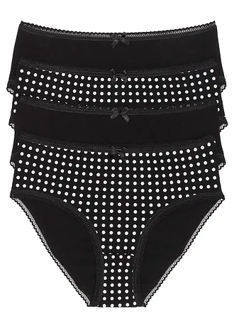 Maxislip met zacht biologisch katoen (set van 4) • zwart+wit • bonprix online shop
