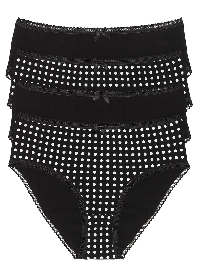 Maxislip met zacht biologisch katoen (set van 4) • zwart+wit • bonprix online shop