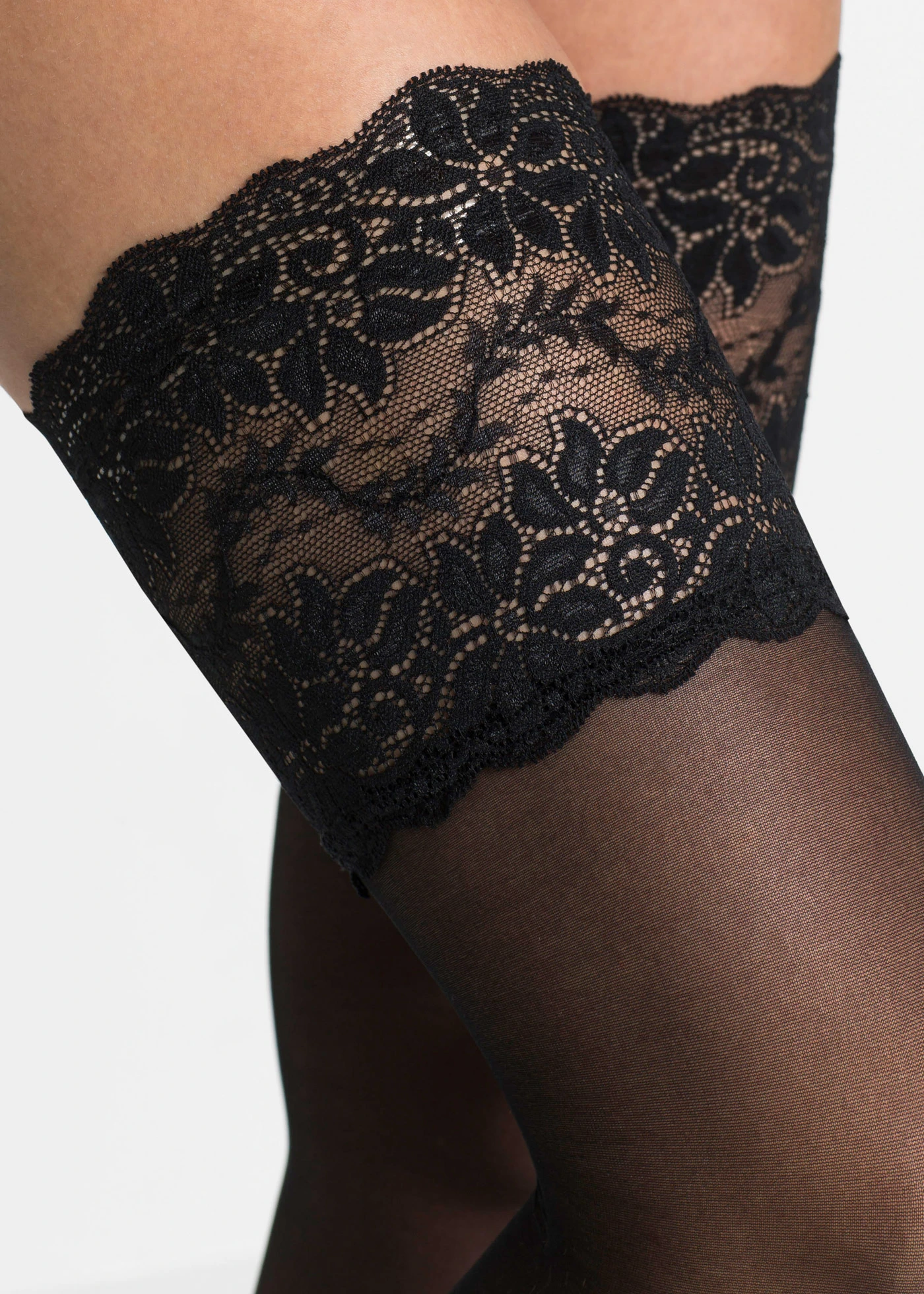 Hold up kousen met kant 20 den • zwart • bonprix online shop