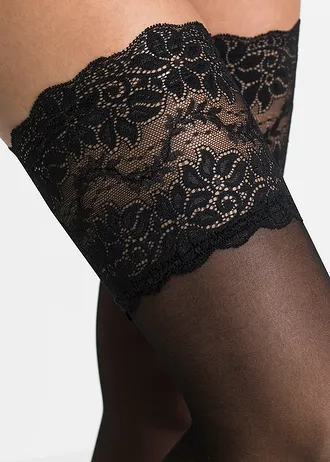 Hold up kousen met kant 20 den • zwart • bonprix online shop