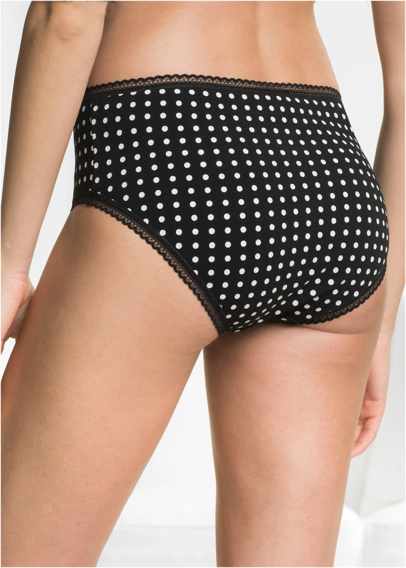 Chilot maxi cu bumbac organic moale (set/4 buc.) • negru/alb • magazin bonprix