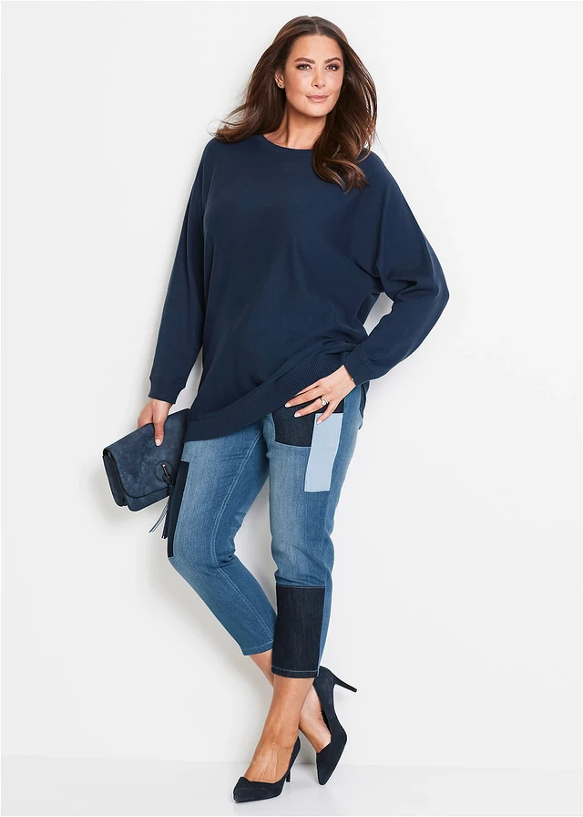 Pull à manches chauve-souris, Couleur: bleu foncé