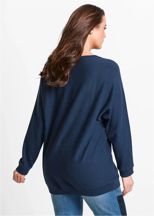 Pull à manches chauve-souris, Couleur: bleu foncé
